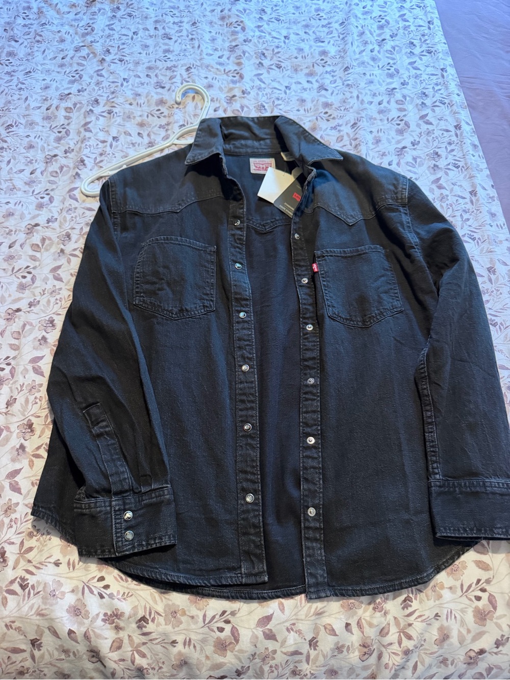 Levi's Black Denim Shirt Jacket with Chest Pockets